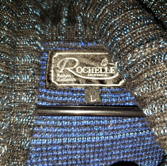 Striking Rochelle Metallic Blue Abstract Knit Sweater - Picture 8 of 13